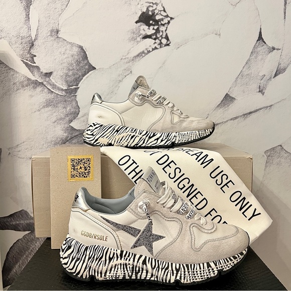 HTF GOLDEN GOOSE Swarovski Crystal Star ZEBRA Print RUNNING SOLE Sneakers 36 - Picture 13 of 13